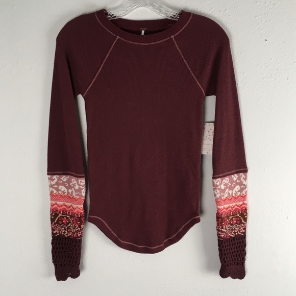 🔥SALE! SALE! SALE🔥 NWT Sexy Free People In The Mix Cuff Top in Rio Vino XS - Picture 5 of 13